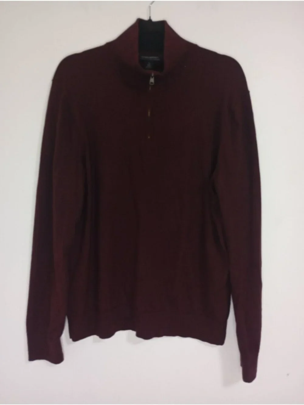 Banana Republic Mens Burgundy Half-Zip Sweater Size L Cotton & Cashmere Blend